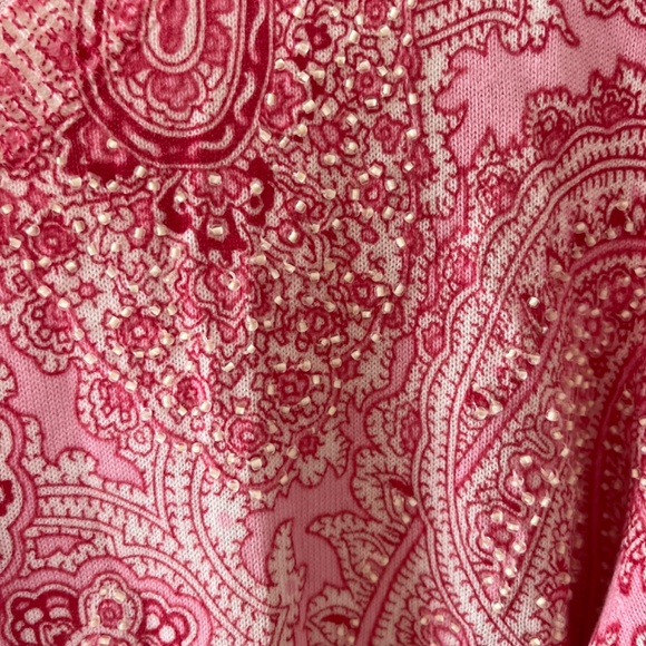 Pink Paisley Beaded Cardigan Sweater, Size MP - Picture 3 of 5